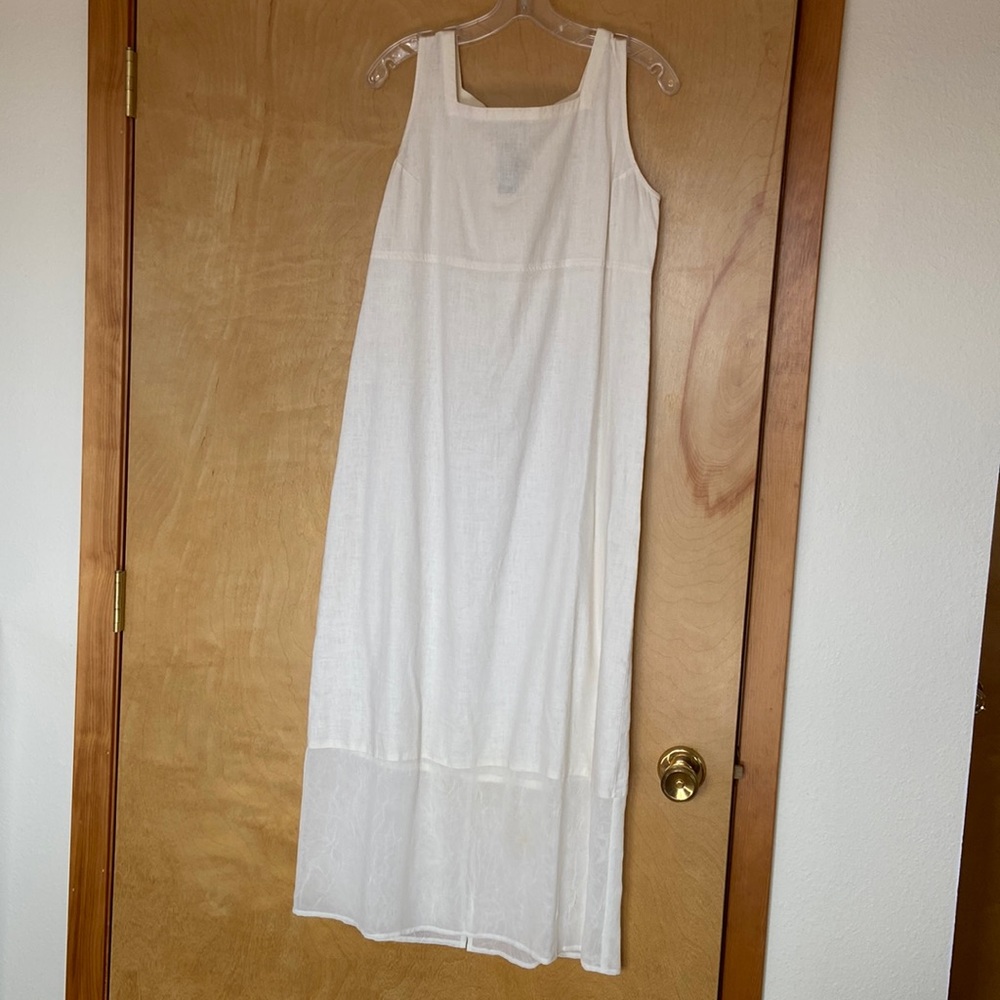 2-pc Positive Attitude off white linen dress with jacket Size Medium Petite.